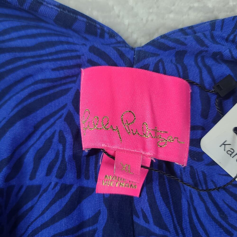 Lilly Pulitzer Orla Maxi Dress Aegean Navy Calypso Coast XL Resort wear Vacay - Picture 9 of 11